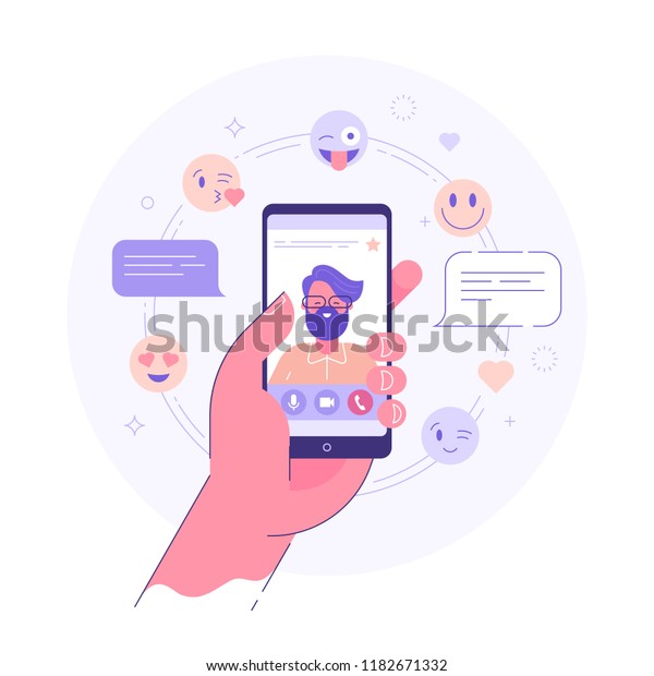 Video Chat Application Concept Feale Hand Stock Vector (Royalty Free ...