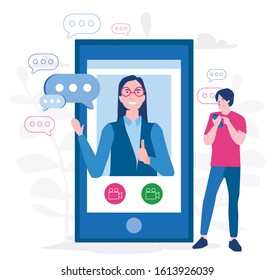 Video chat application, Vector illustration for web banner, infographics,  Mobile app