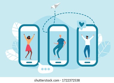 Video-Chat-Hintergrund. Online-Chat-Stream Party Community Smartphone, Vektorhintergrund.