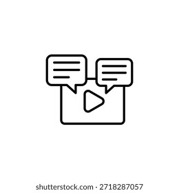 Video Icono de comunicación de burbuja de chat Botón de juego de contorno