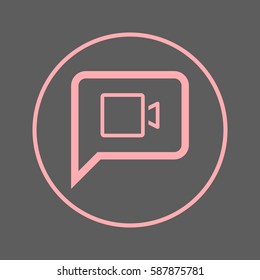 Video chat circular line icon. Round colorful sign. Flat style vector symbol
