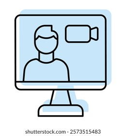 Video Chat color shadow line icon outline icon, pixel perfect