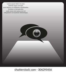 video chat, communication with the camera, a video message. Flat design style