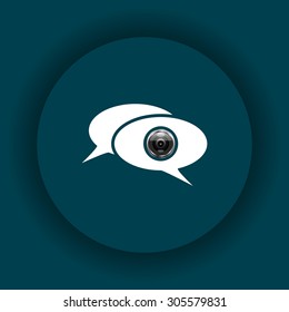 video chat, communication with the camera, a video message. Flat design style