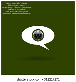 video chat, communication with the camera, a video message. Flat design style