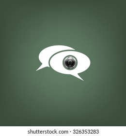 video chat, communication with the camera, a video message. Flat design style