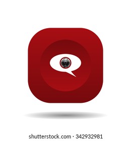 video chat, communication with the camera, a video message. Flat design style
