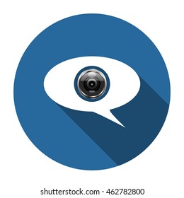 video chat, communication with the camera, a video message. Flat design style