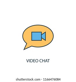 video chat concept 2 colored line icon. Simple yellow and blue element illustration. video chat concept outline symbol design from Message set