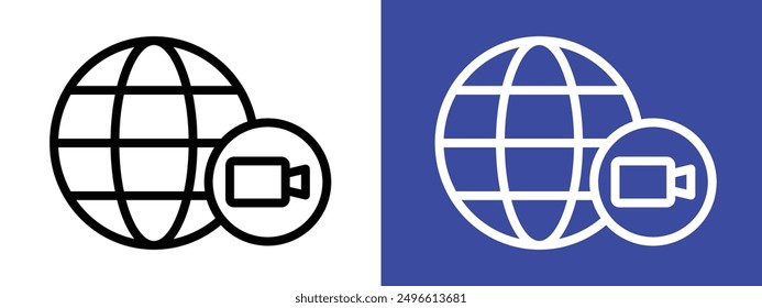 Video chat conference icon logo sign set vector outline
