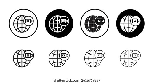 Video chat conference icon Thin line illustration set