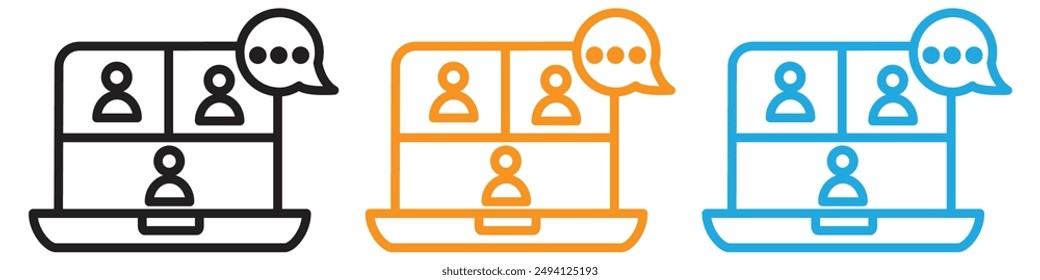 Video chat conference icon vector logo set collection for web app ui