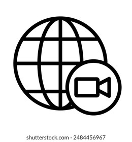 Video chat conference linear logo mark in black and white