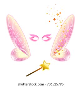 Video chat fairy wings face selfie effect photo mask vector icon template