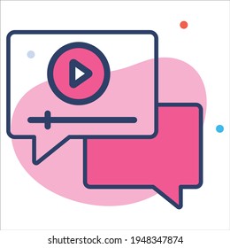 video chat flat line  icon modern illustration