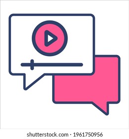 video chat flat line icon modern illustration