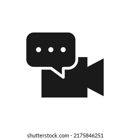 Video chat icon flat style isolated on white background. Vector illustration