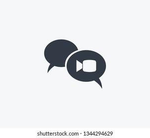 Video chat icon isolated on clean background. Video chat icon concept drawing icon in modern style. Vector illustration for your web mobile logo app UI design.