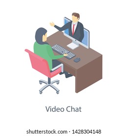 
Video chat icon isometric design 
