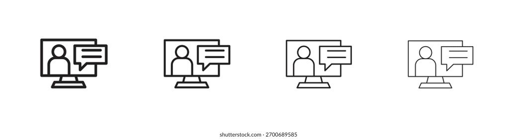 Video Diseño de línea de iconos de chat. conjunto de iconos de Vector de línea delgada.