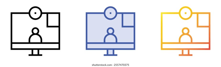 video chat icon. Linear, Blue Fill and Gradient Style Design Isolated On White Background