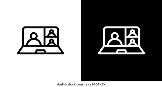 Video chat icon logo concept in strokes