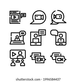 icono de chat de vídeo o logotipo símbolo de signo aislado ilustración vectorial - Colección de iconos vectoriales de estilo negro de alta calidad
