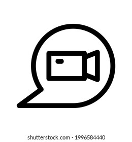 icono de chat de vídeo o logotipo símbolo de signo aislado ilustración vectorial - iconos vectoriales de estilo negro de alta calidad
