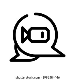 icono de chat de vídeo o logotipo símbolo de signo aislado ilustración vectorial - iconos vectoriales de estilo negro de alta calidad
