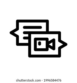 icono de chat de vídeo o logotipo símbolo de signo aislado ilustración vectorial - iconos vectoriales de estilo negro de alta calidad
