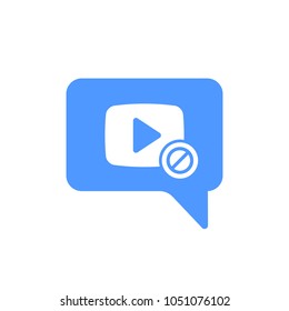 Video Chat icon with not allowed sign. Video Chat icon and block, forbidden, prohibit symbol. Vector icon