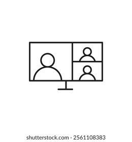 Video chat icon Outline vector line symbol