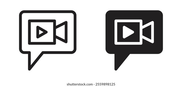 Video Chat Icon set in black color for ui designs