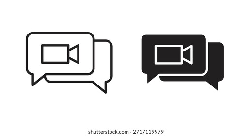 Video Diseños de Vector de silueta de icono de chat. Trazos editables