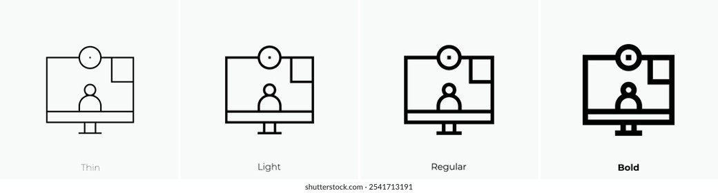 Video-Chat-Symbol. Dünnes, helles Design im regulären und kühlen Stil, einzeln auf weißem Hintergrund