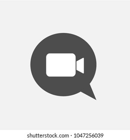 Video Chat Icon in trendy flat style isolated on grey background. Speech bubble symbol for your web site design, logo, app, UI. Vector illustration, EPS10.