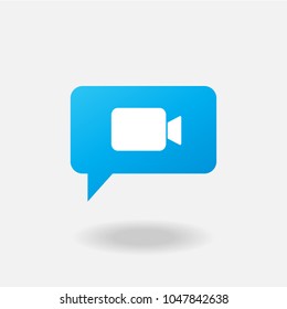 Video Chat Icon in trendy flat style isolated on grey background. Speech bubble symbol for your web site design, logo, app, UI. Vector illustration, EPS10.