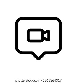 Icono de Video Chat en estilo plano de moda aislado en fondo blanco. Símbolo de silueta de videochat para el diseño de tu sitio web, logotipo, aplicación, interfaz de usuario. Ilustración del vector, EPS10.