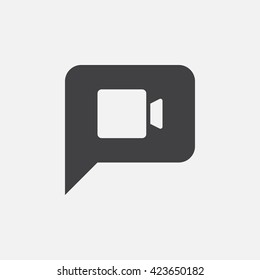 Video Chat Icon Vector, Solid Logo Illustration, Pictogram Isolated On White