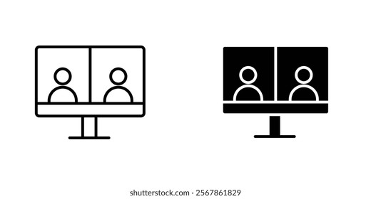 Video chat icons collection in Filled flat and thin line style.
