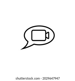 Icono de chat de vídeo.Icono de cámara de vídeo.Diseño del logotipo de chat de vídeo vectorial, símbolo del logotipo de la charla de vídeo