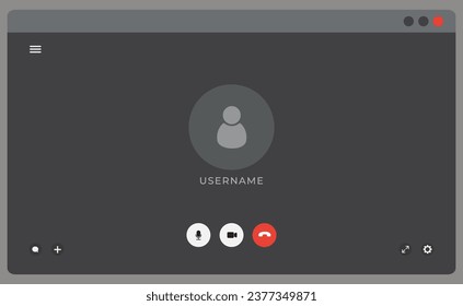 Interfaz de chat de vídeo, ventana de videollamadas web de usuario. Concepto de comunicación social a distancia, contenido de video de medios