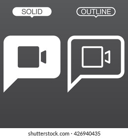 video chat line icon, outline and solid vector logo, linear pictogram isolated on black, pixel perfect illustration
