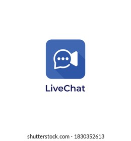video chat logo design modern simple vector application icon with blue color and white background