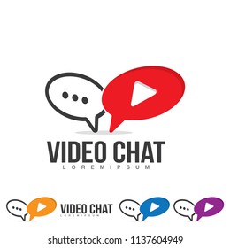 Video Chat logo. Multimedia logo with chat icon vector.