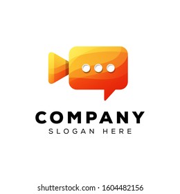 video chat logo, record chat logo, media chat logo template