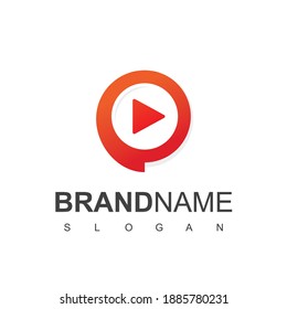 Video Chat Logo Template, Media Player Icon