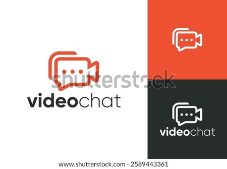 video chat media technology logo design concept