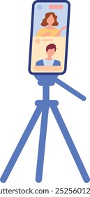 Video Charla en la pantalla del smartphone. Gadget de comunicación digital aislado sobre fondo blanco