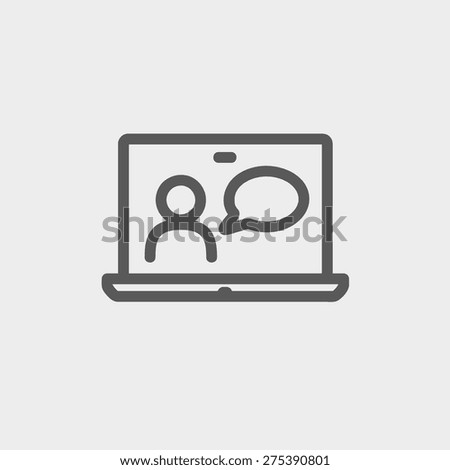 Video chat online icon thin line for web and mobile, modern minimalistic flat design. Vector dark grey icon on light grey background.